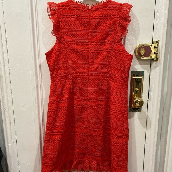 J. Crew Cap Sleeve Ruffle Dress in Mixed Lace - Picture 2 of 4